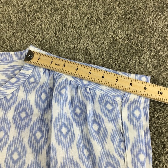 Splendid Womens St Tropez Blue White Ikat Print Linen Blouse Top Size S NWT - Picture 8 of 9